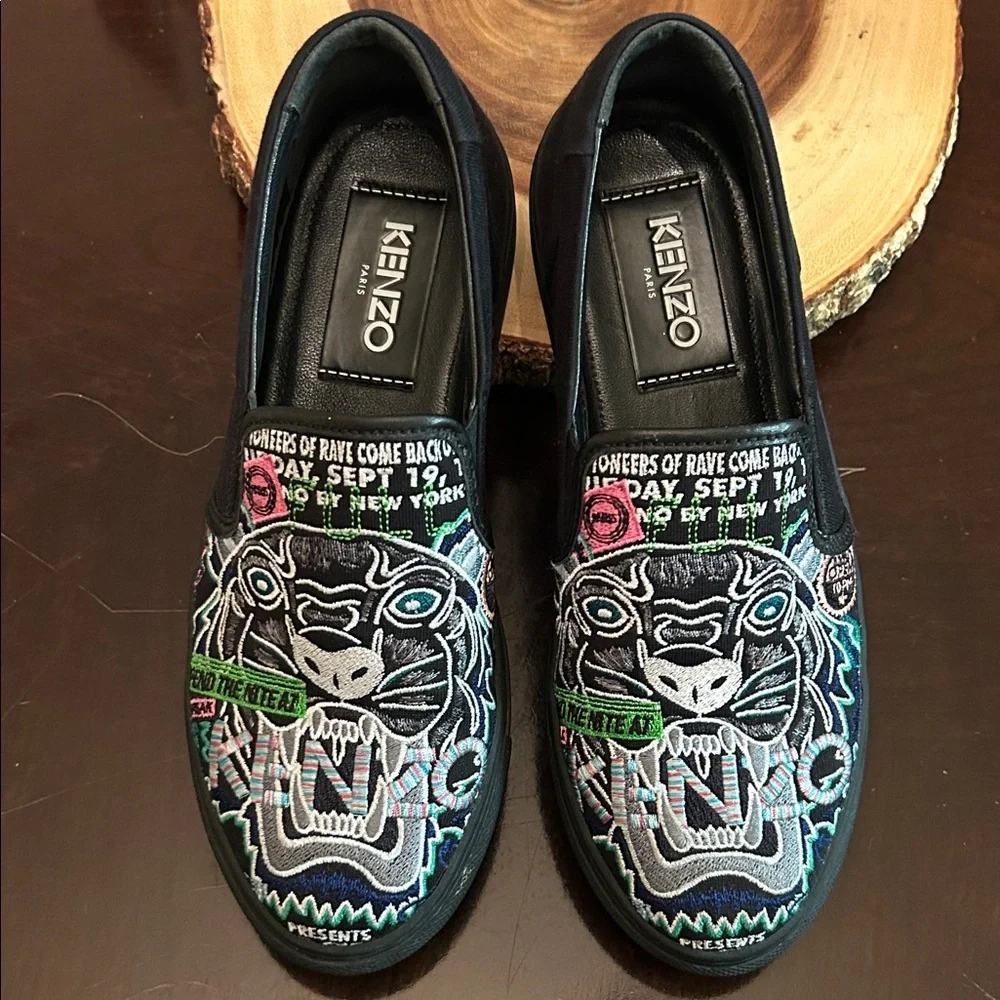 Kenzo Paris K- Skate Tiger Head Embroidered‎ Slip on Sneakers EU37 (size Chart)